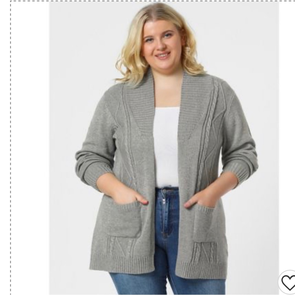 Agnes Orinda Women's Plus Size Winter Outerwear Open Front Knit Sweater Cardigan
